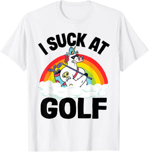 I Suck At Golf Funny Golf Loser Unicorn Sarcastic Golfing T-Shirt - T-Shirt | White