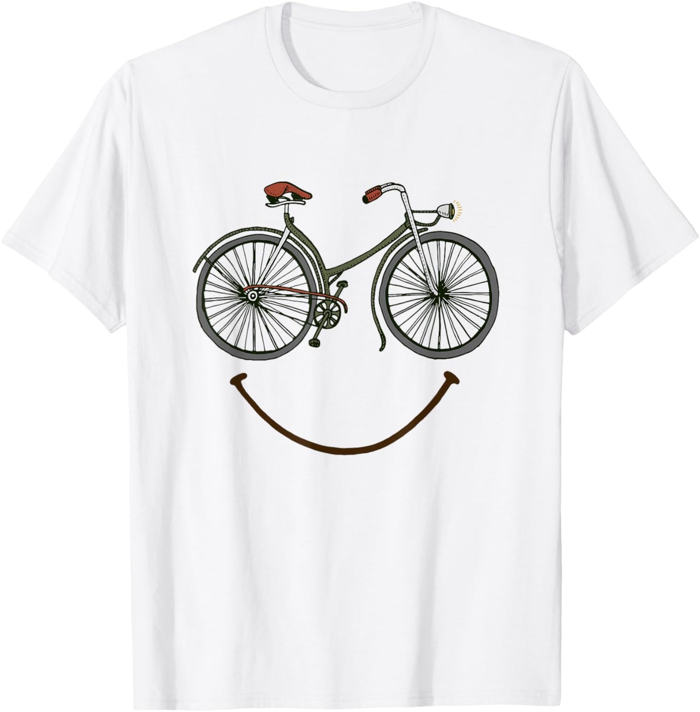 Funny Bicycle Smile Bike Smiling Face Cycling T-Shirt - T-Shirt | White