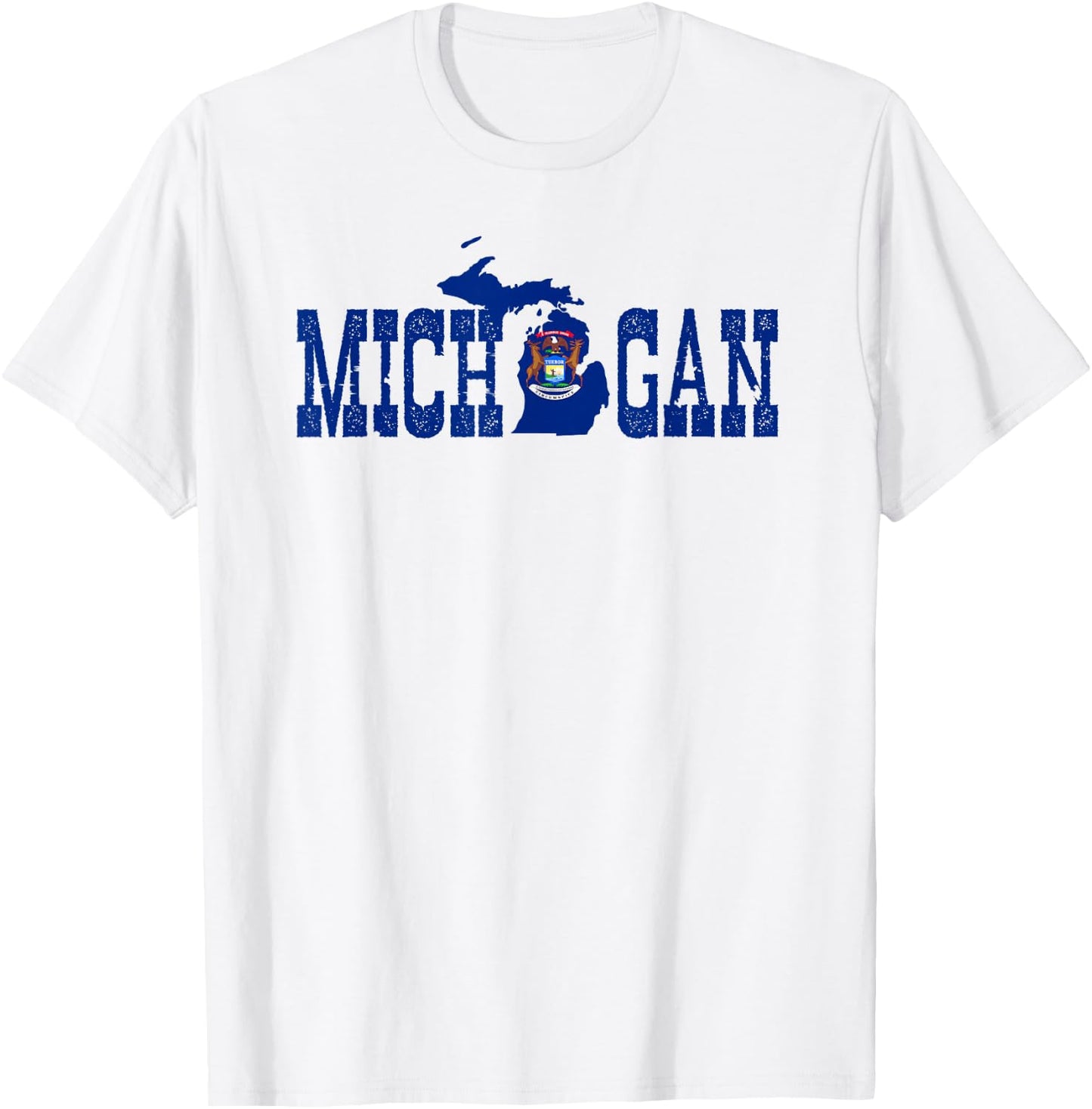 Michigan State and Michigan Flag with Pride for Michigan T-Shirt - T-Shirt | White