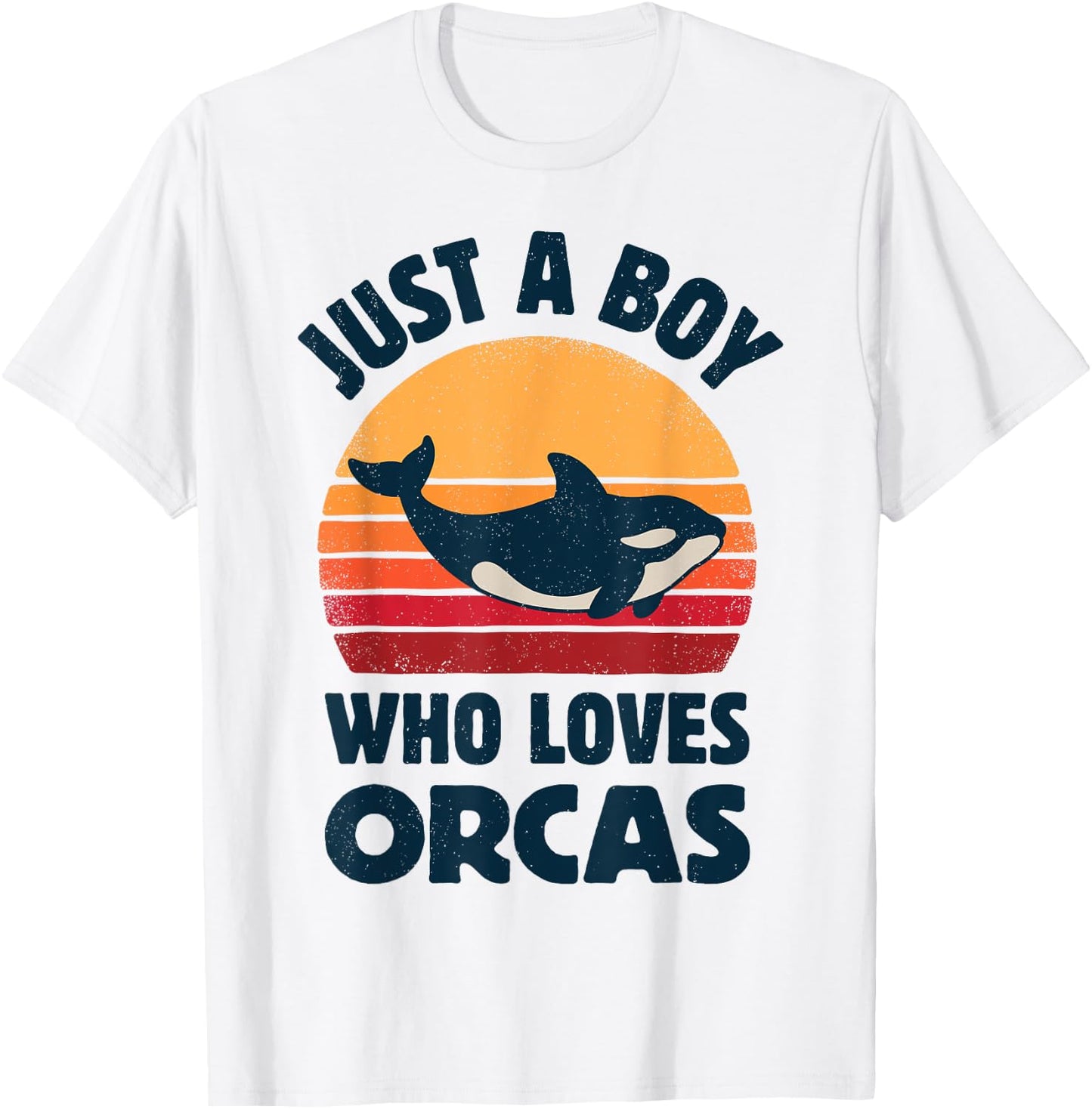 Killer Whale Just A Boy Who Loves Orcas Sea Animals Retro T-Shirt - T-Shirt | White
