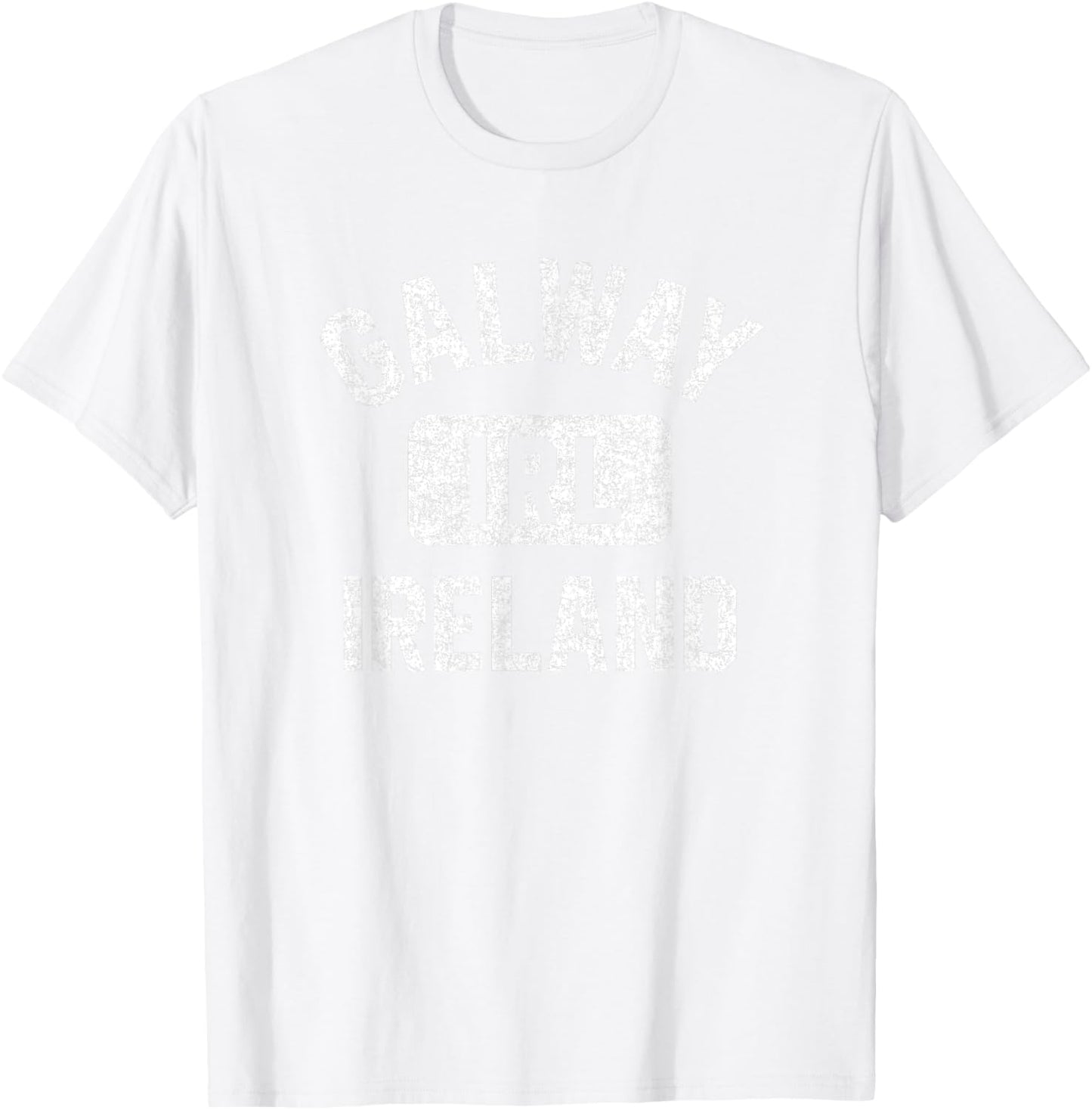 Galway Ireland IRL Gym Style Green w Distressed White Print T-Shirt - T-Shirt | White