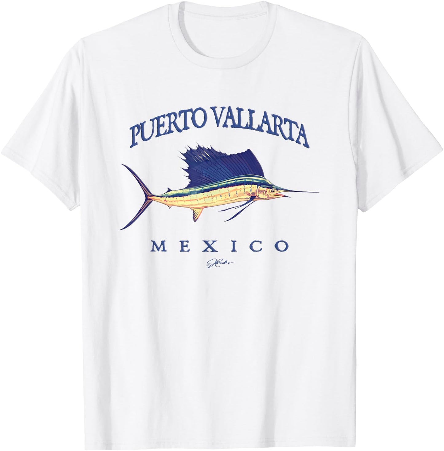 JCombs: Puerto Vallarta, Mexico, Vintage Sailfish T-Shirt - T-Shirt | White