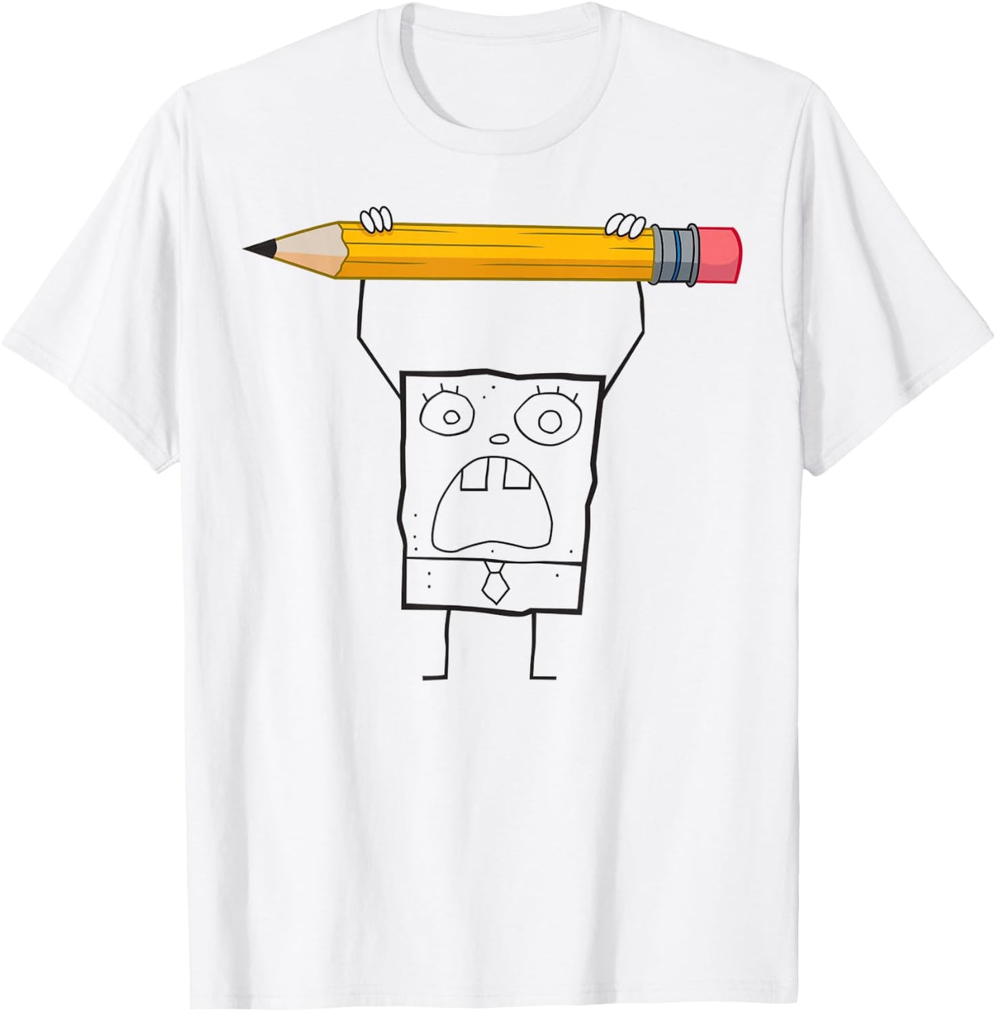 Spongebob Squarepants DoodleBob Pencil Yell Simple T-Shirt - T-Shirt | White