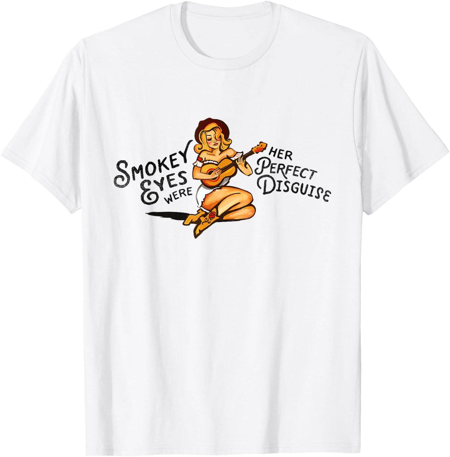 Smokey Eyes Were Her Perfect Disguise. Cute Vintage Pinup T-Shirt - T-Shirt | White