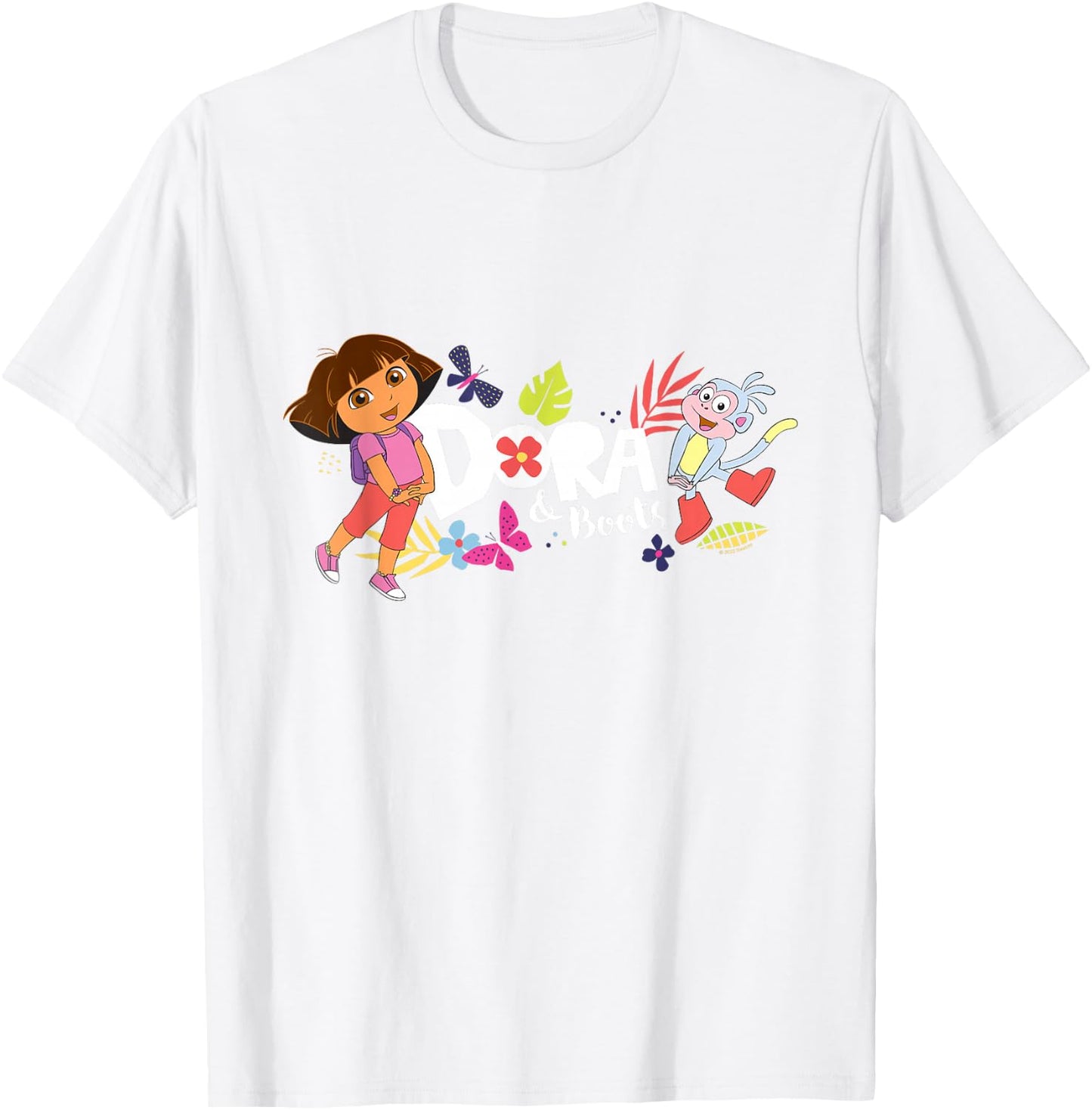 Dora the Explorer with Boots and Butterflies T-Shirt - T-Shirt | White