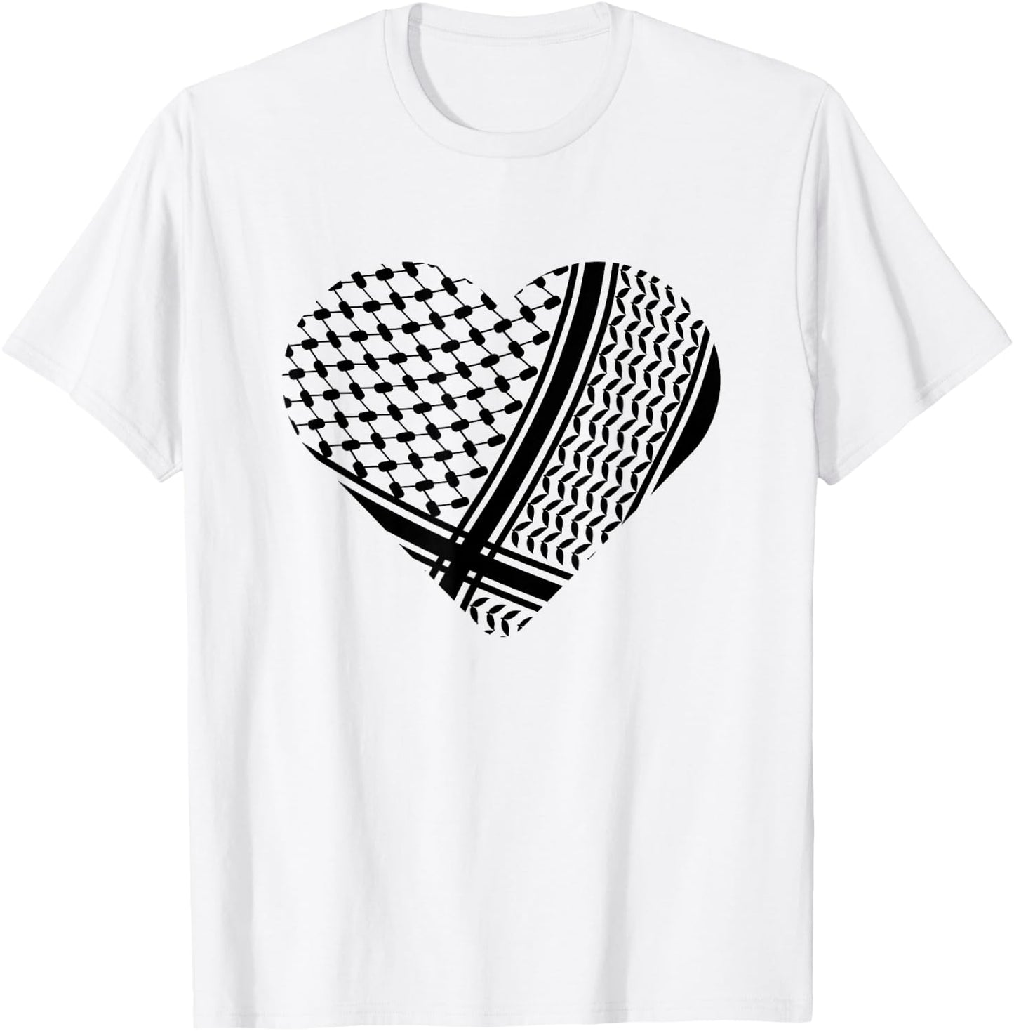 Palestine Palestinian Black Hatta Heart Shape T-Shirt - T-Shirt | White