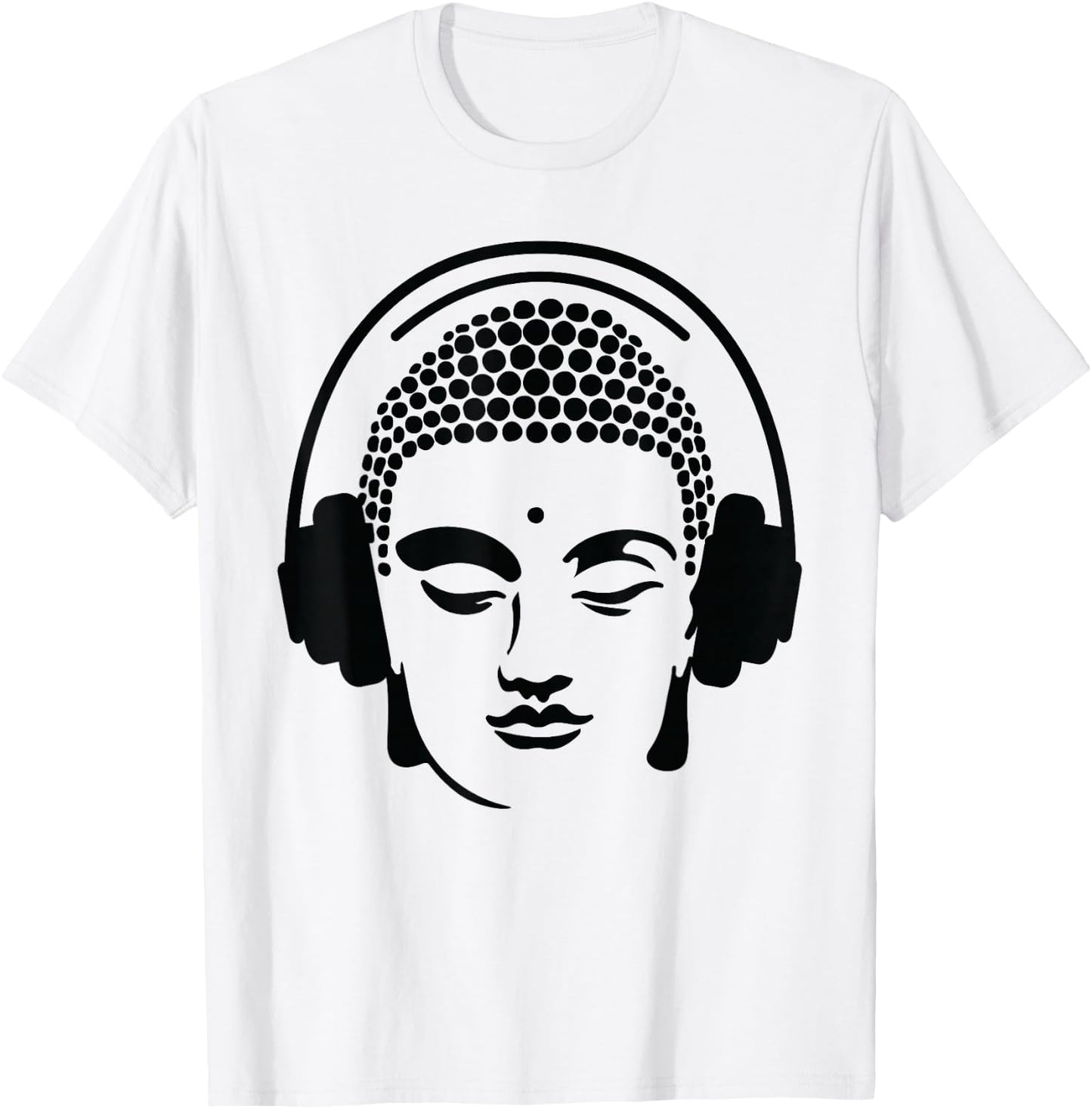 Chilling Buddha with Headphones T-Shirt - T-Shirt | White
