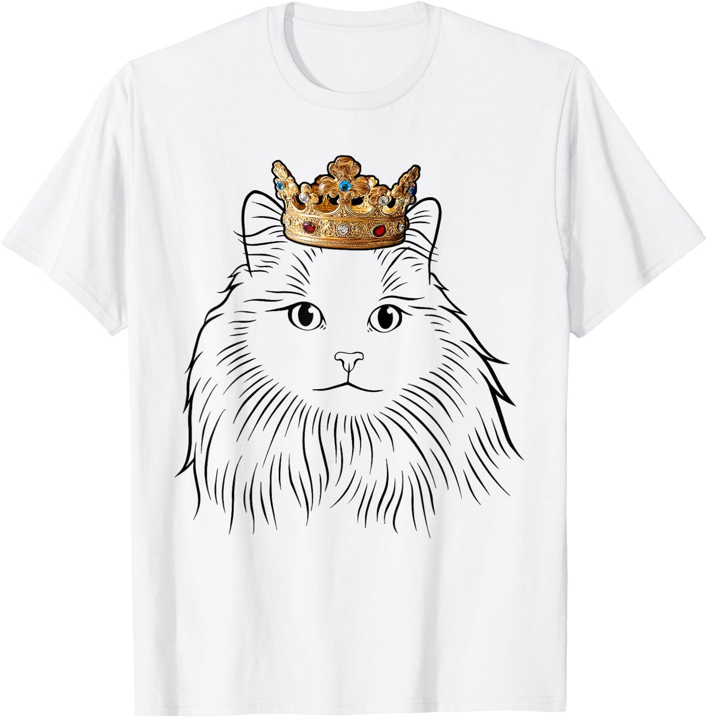 Siberian Cat Wearing Crown Women Kids T-Shirt - T-Shirt | White