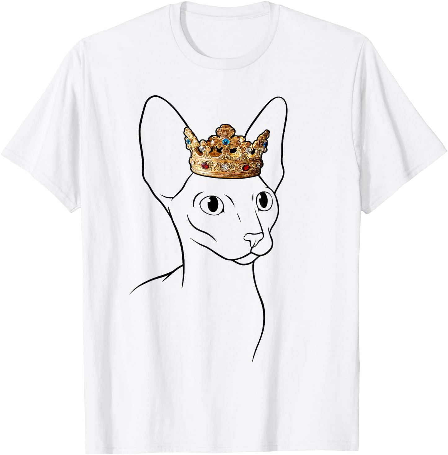 Cornish Rex Cat Wearing Crown Men Women Girls Kids T-Shirt - T-Shirt | White