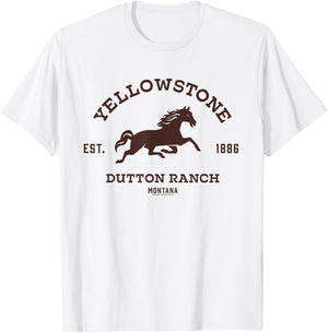 Yellowstone Dutton Ranch with Horse T-Shirt - T-Shirt | White