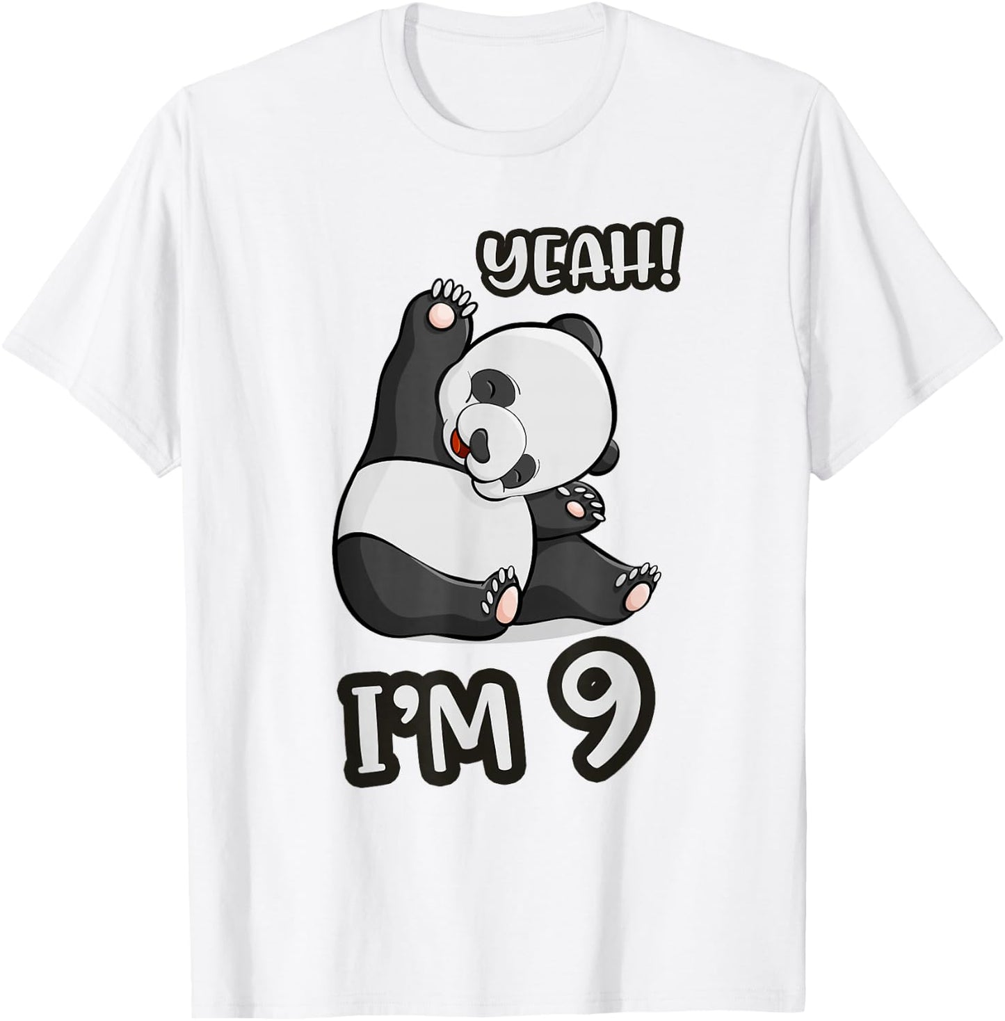 9th Birthday Cute Panda yeah im 9 Years old girl Gif T-Shirt - T-Shirt | White