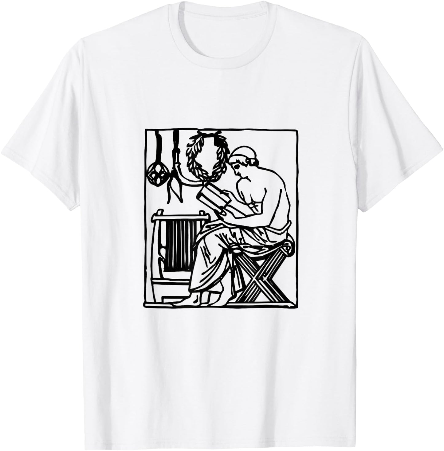 Roman Librarian Library Greek Reading Book Classics T-Shirt - T-Shirt | White