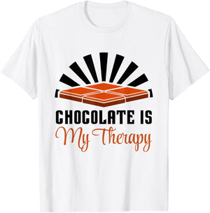 Chocolate as Therapy Funny Saying Chocolate Lover T-Shirt - T-Shirt | White
