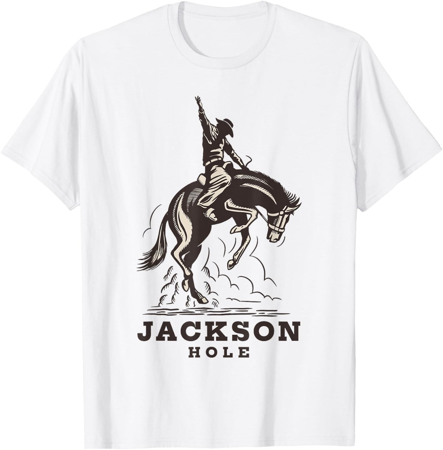 Jackson Hole Wyoming Rodeo Cowboy Horse Rider Travel T-Shirt - T-Shirt | White
