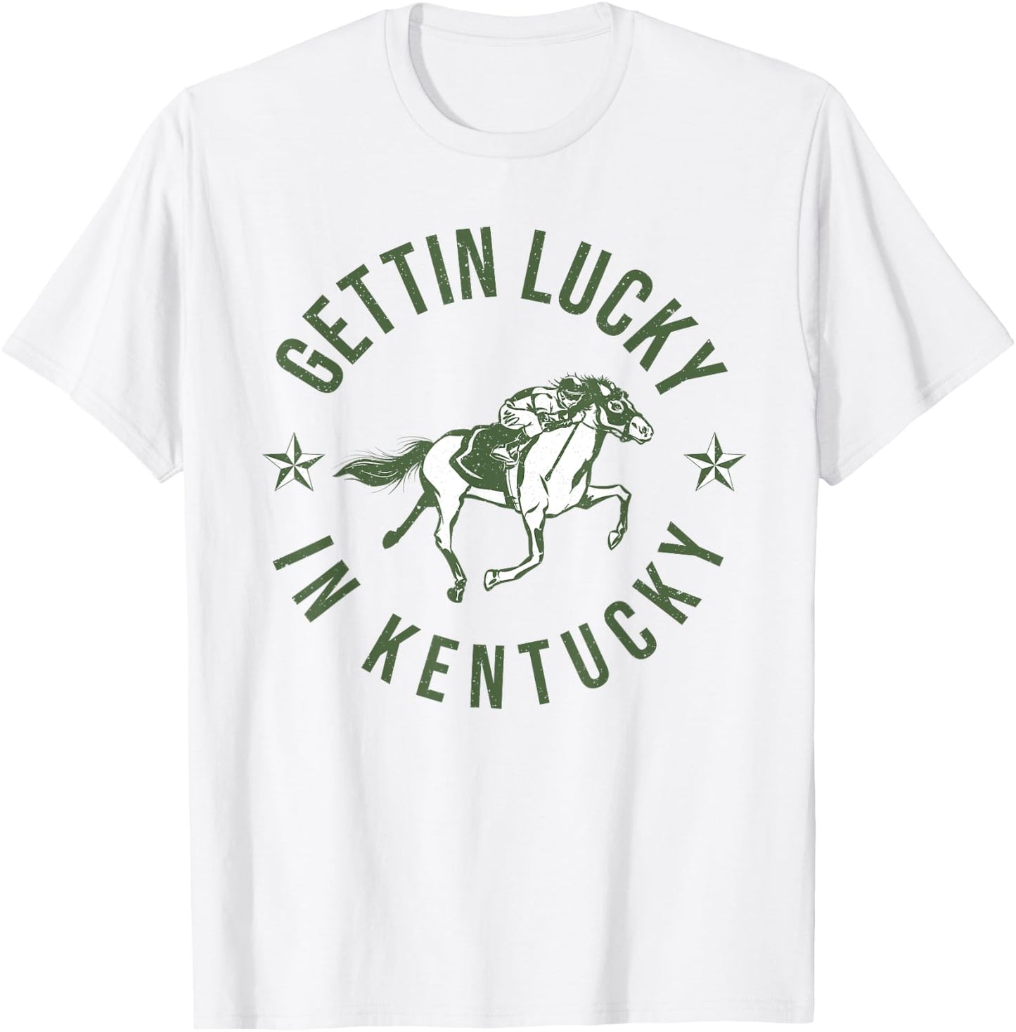 Funny Derby Vintage Getting Lucky In Kentucky Horse Racing T-Shirt - T-Shirt | White