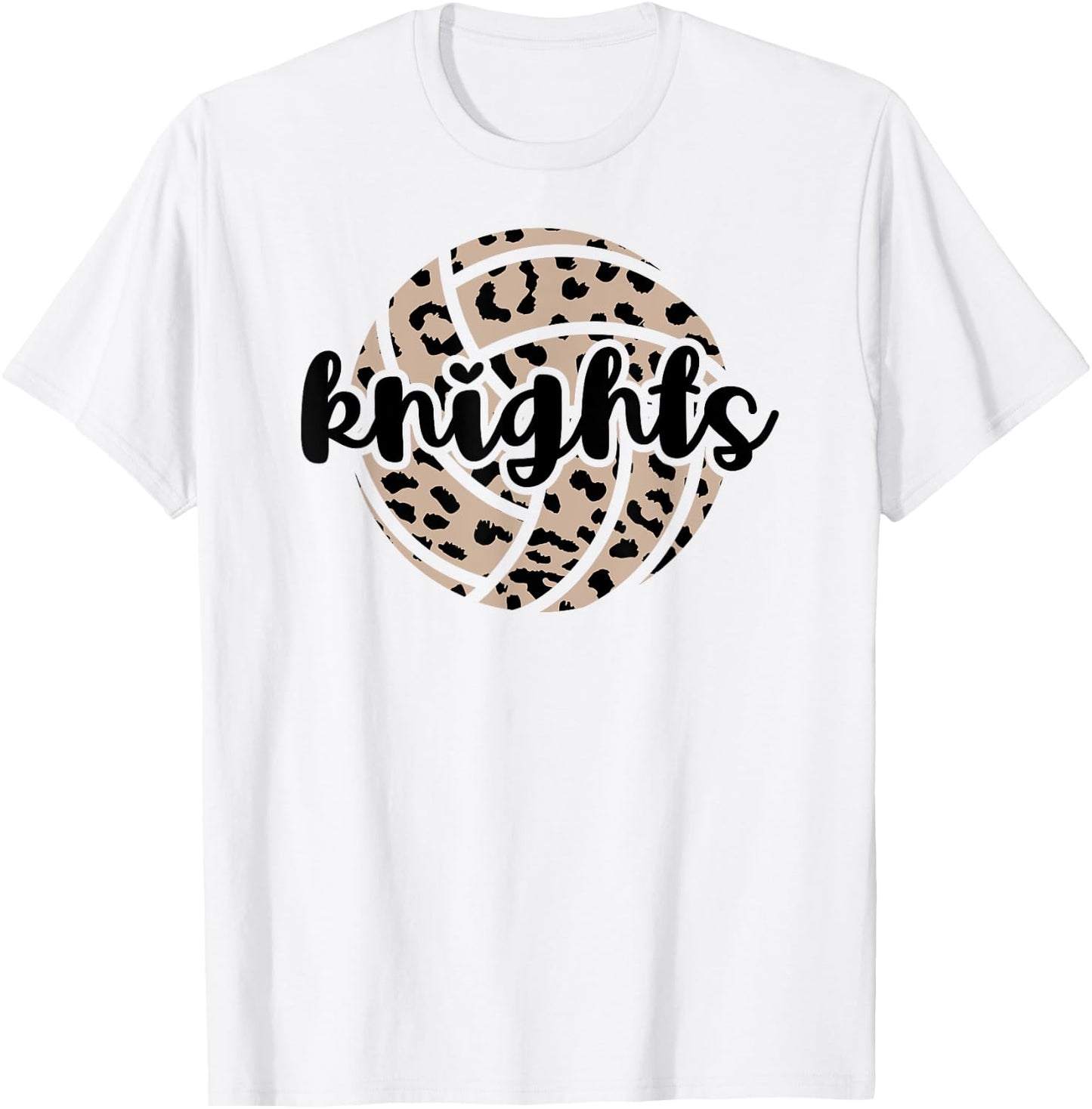 Knights Volleyball Team Cheetah Mascot School Spirit Game T-Shirt - T-Shirt | White