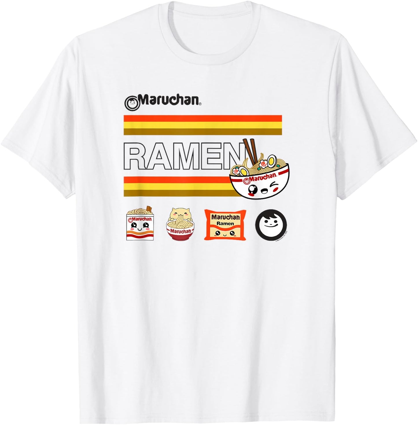 Maruchan Ramen Cute Anime Faces Logo T-Shirt - T-Shirt | White
