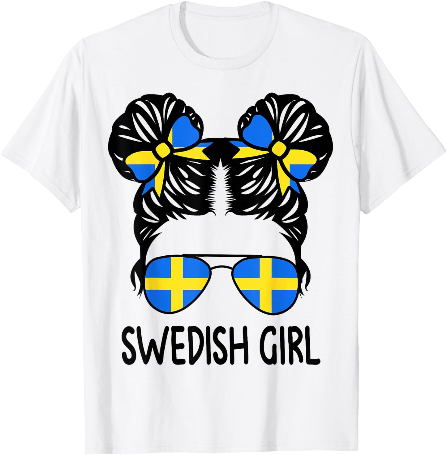 Swedish Girl Messy Hair Sweden Pride Patriotic Kids T-Shirt - T-Shirt | White