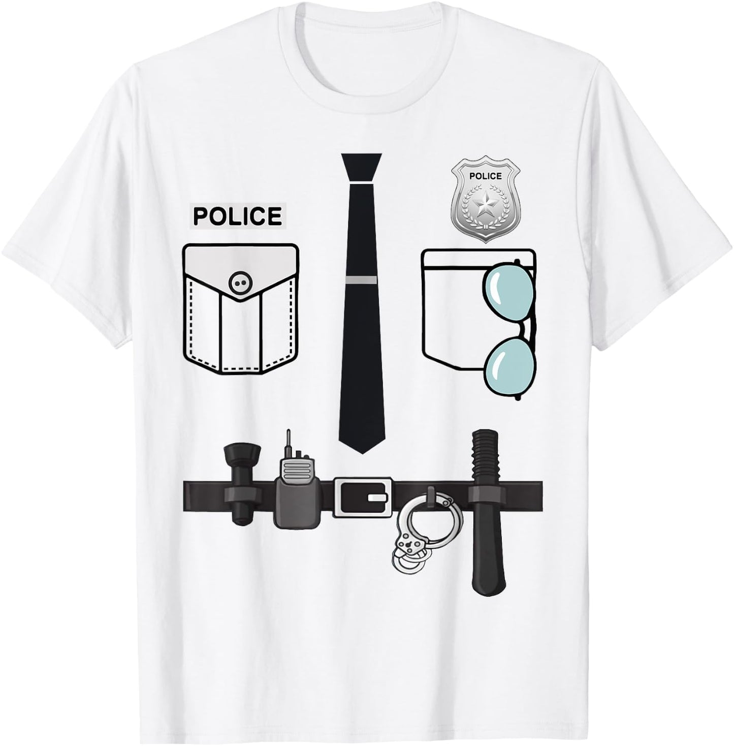 Police Uniform Costume Halloween Policeman Kids Toddler Boys T-Shirt - T-Shirt | White