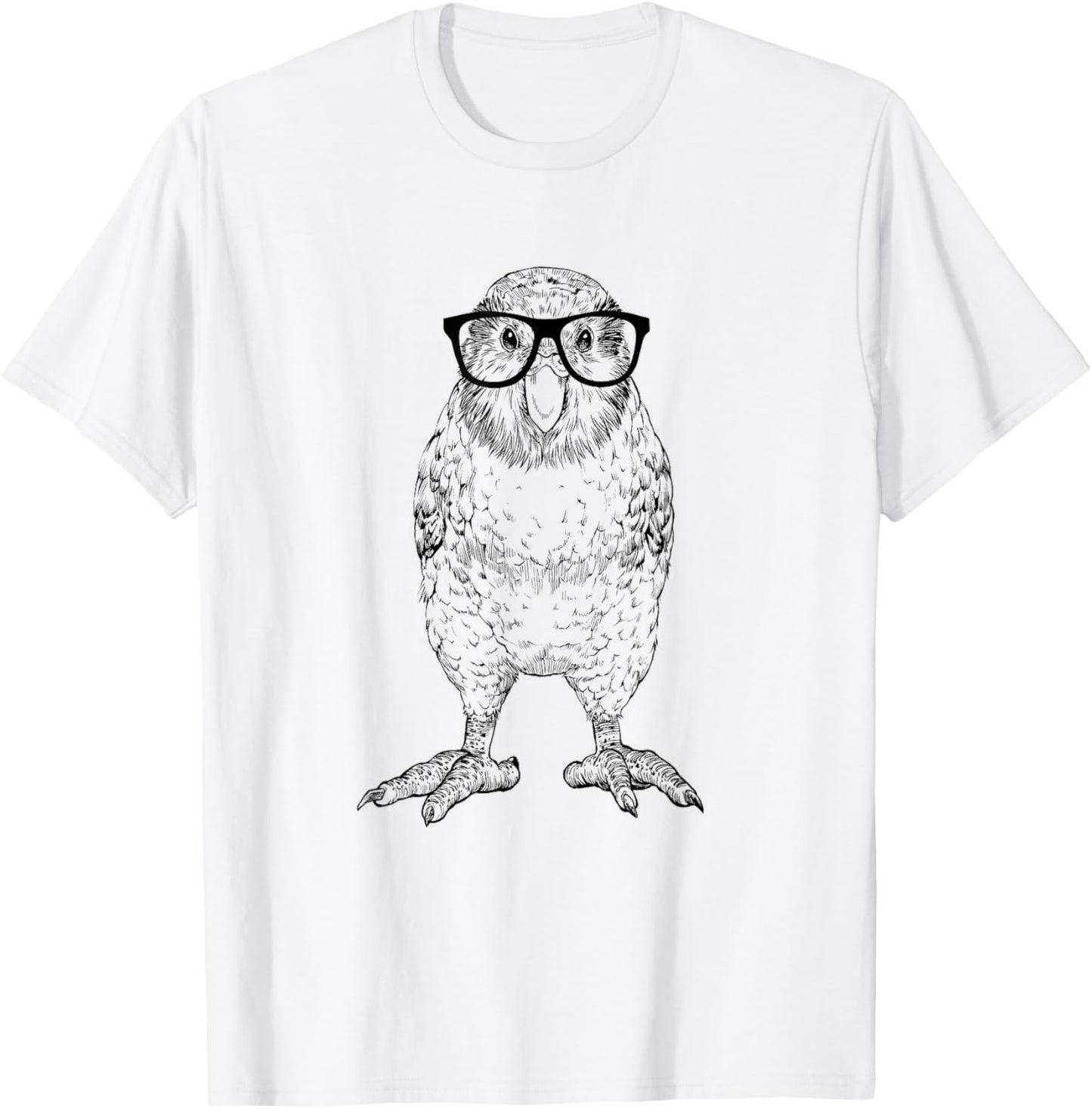 Hipster Kakapo in Nerd Glasses Bird Animal T-Shirt - T-Shirt | White