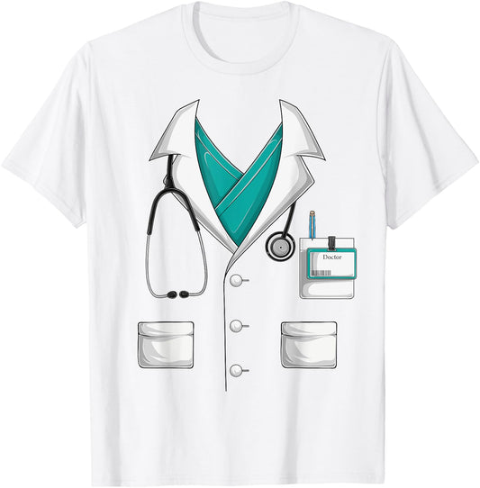 Doctor White Lab Coat funny Halloween Costume men women kids T-Shirt - T-Shirt | White