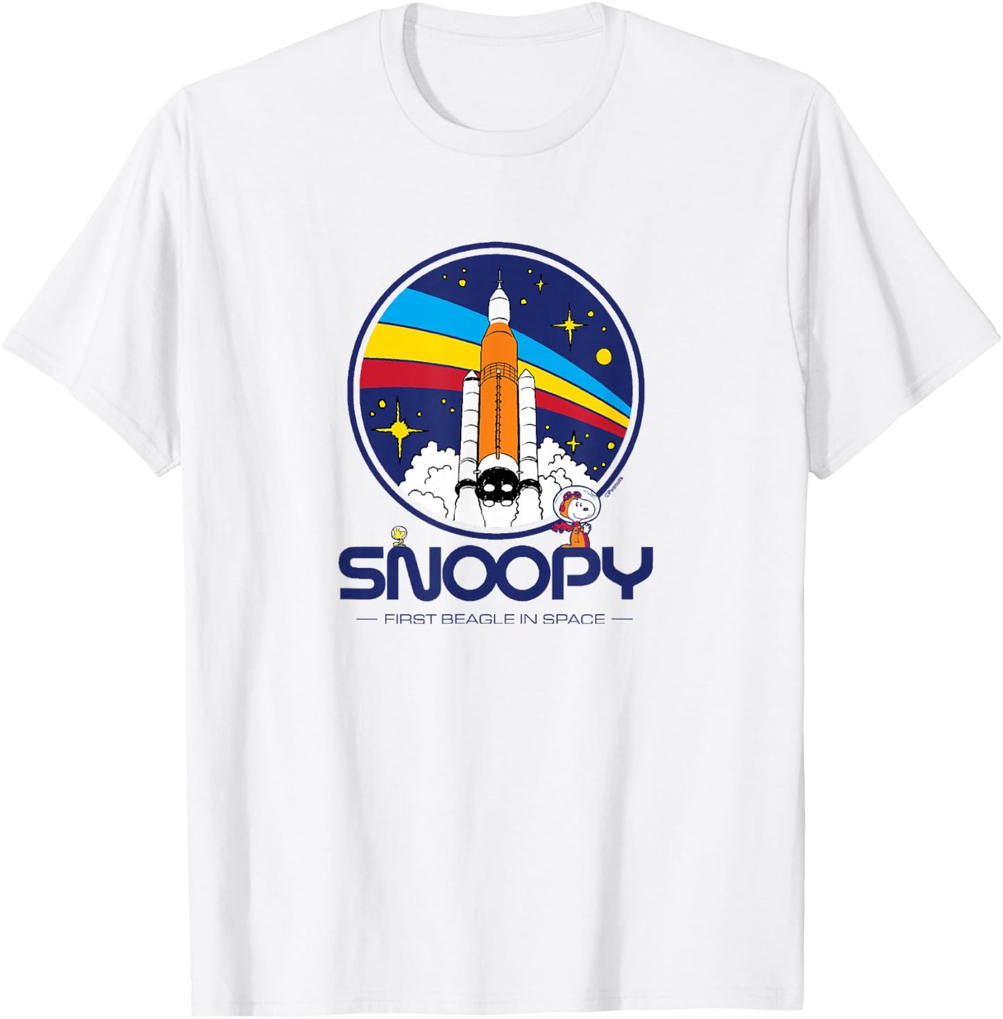 Peanuts - Snoopy First Beagle In Space Rocket Shuttle T-Shirt - T-Shirt | White