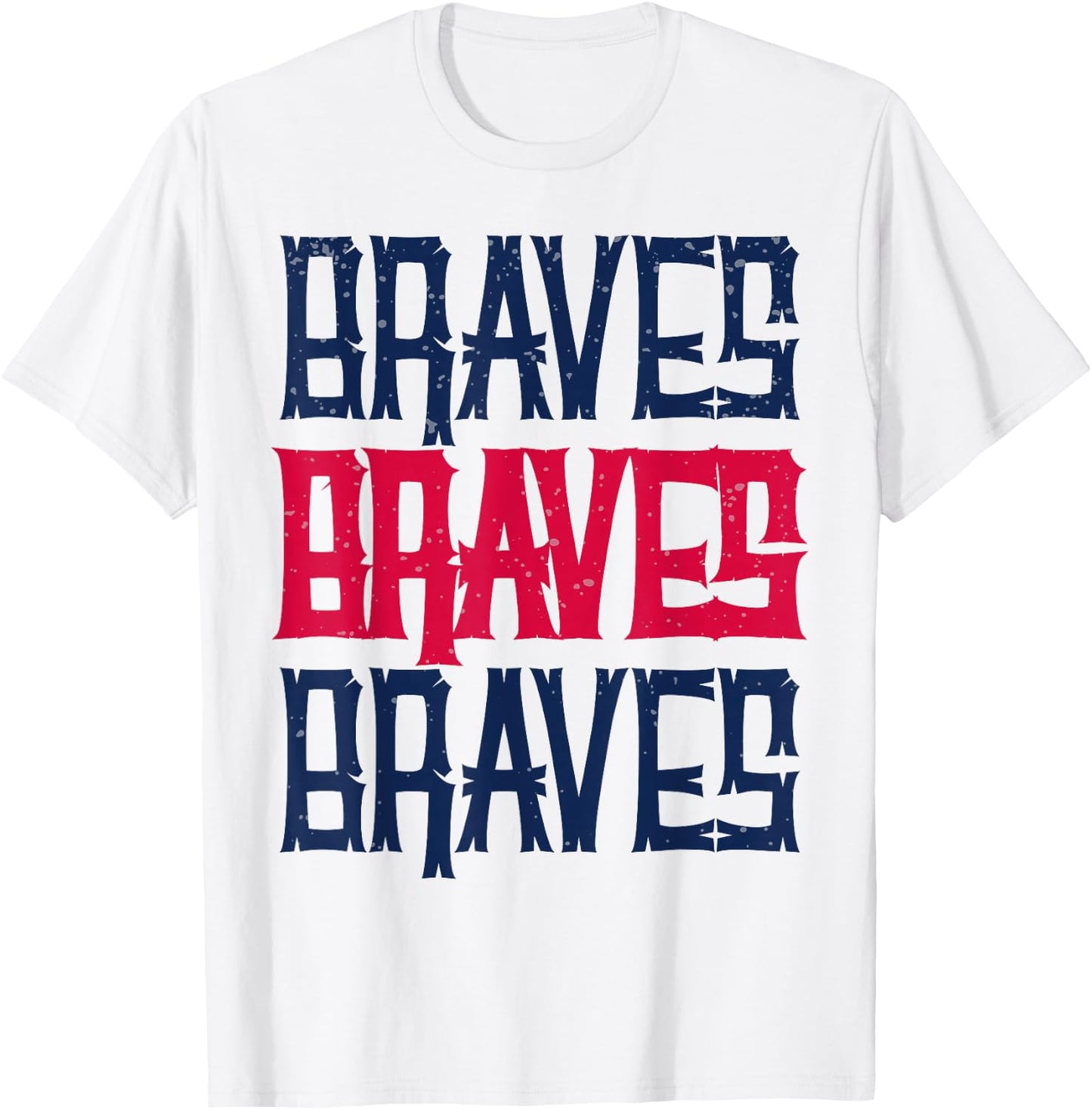 Vintage Braves Retro Three Stripe Weathered Shirt T-Shirt - T-Shirt | White