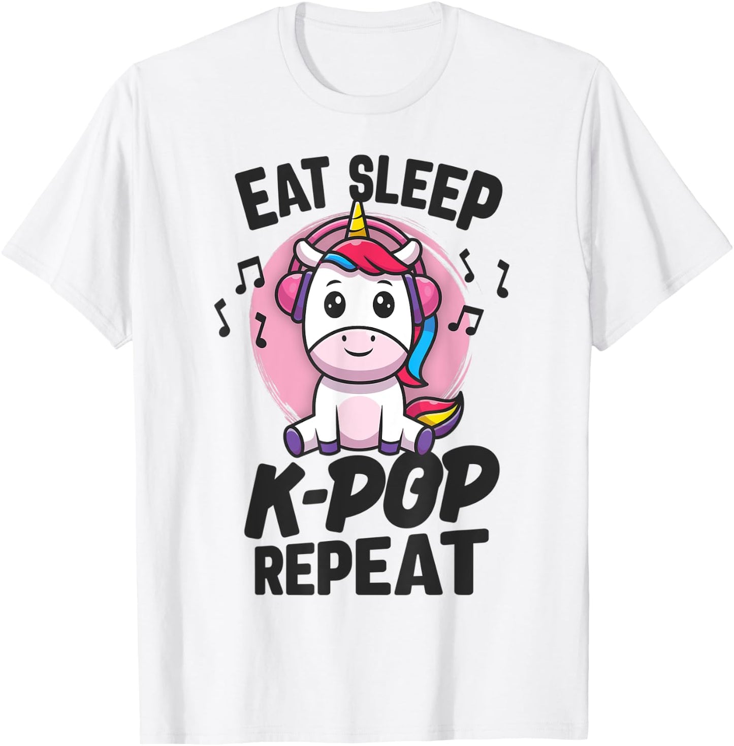 Eat Sleep KPop Repeat Kawaii Unicorn Korean Merchandise T-Shirt - T-Shirt | White