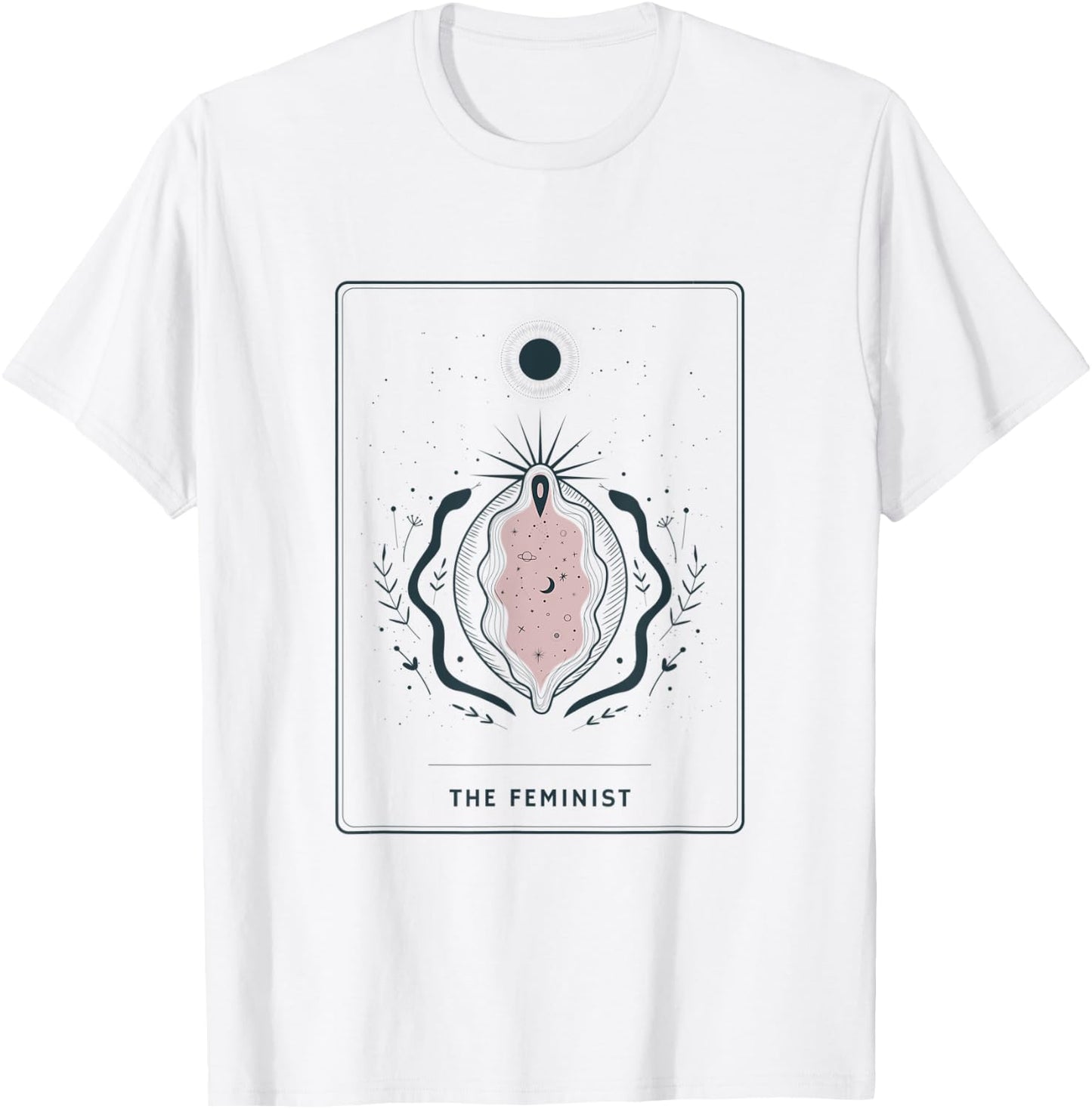 The Feminist Tarot Card - Celestial Moon and Snakes - Pagan T-Shirt - T-Shirt | White