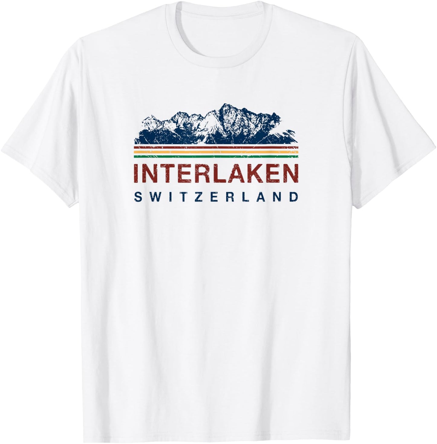 Switzerland Interlaken Swiss Mountain Climbing Retro T-Shirt - T-Shirt | White
