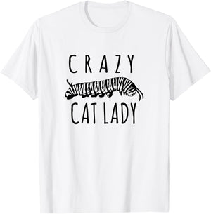 Crazy Cat Lady - Funny Monarch Caterpillar Gardener T-Shirt - T-Shirt | White