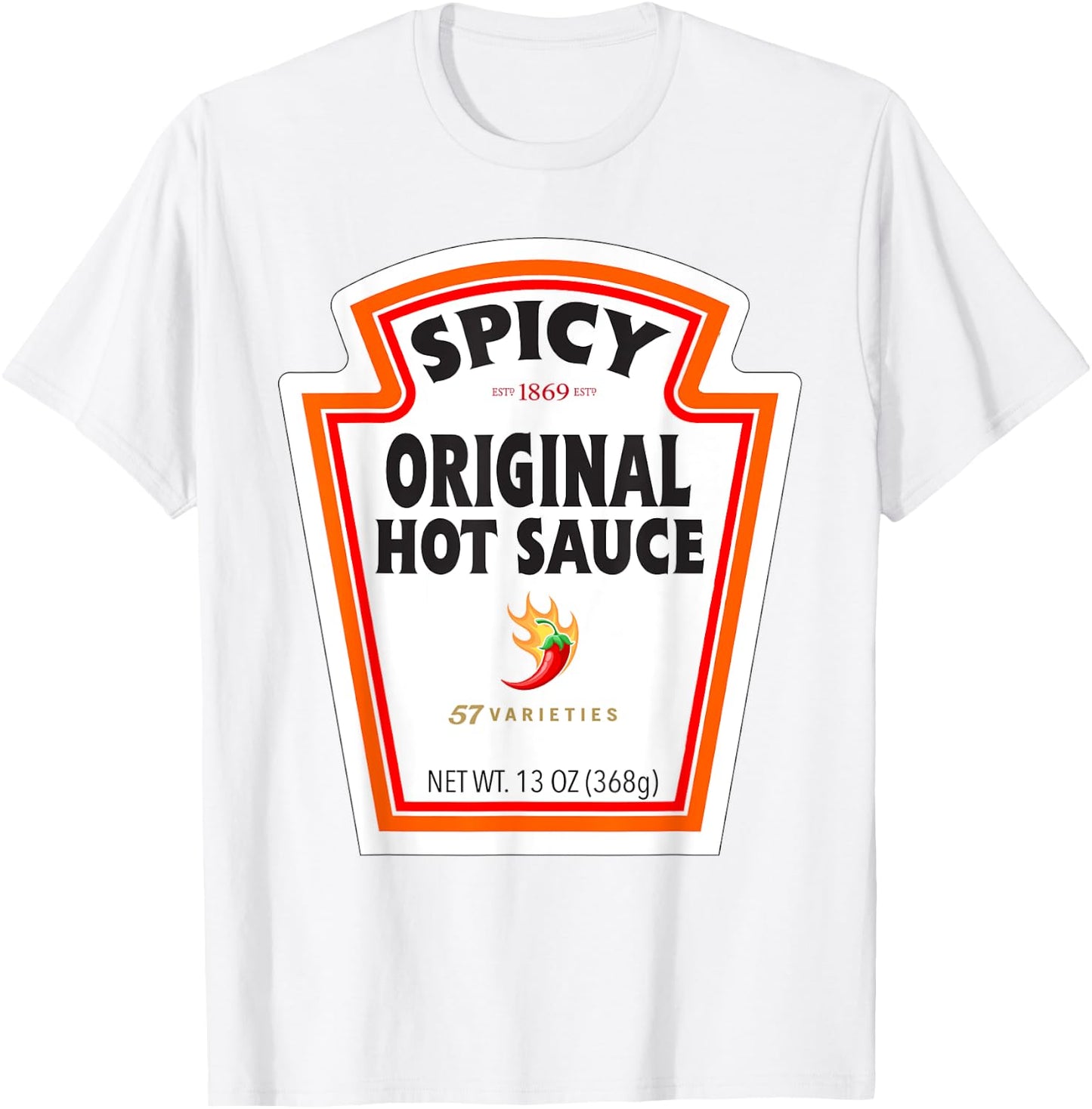 Halloween Matching Costume Spicy Chili Sauce Bottle Label T-Shirt - T-Shirt | White