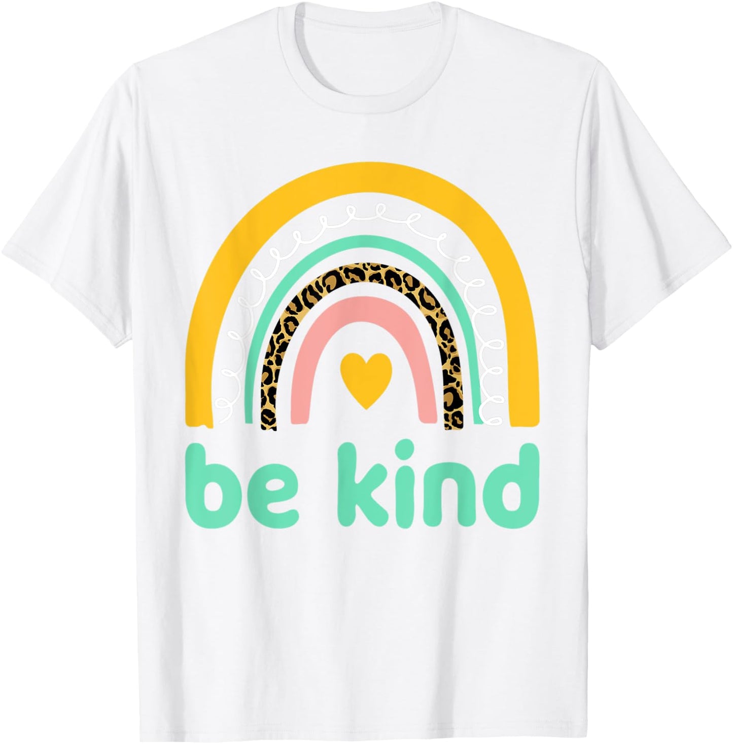 Be kind Anti bullying Unity Day Leopard Cheetah rainbow T-Shirt - T-Shirt | White