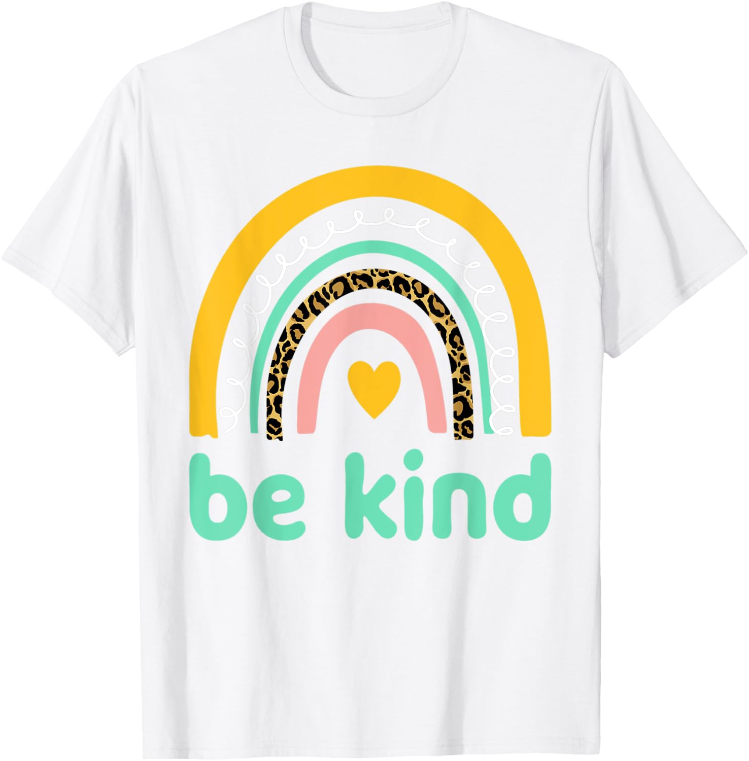 Be kind Anti bullying Unity Day Leopard Cheetah rainbow T-Shirt - T-Shirt | White