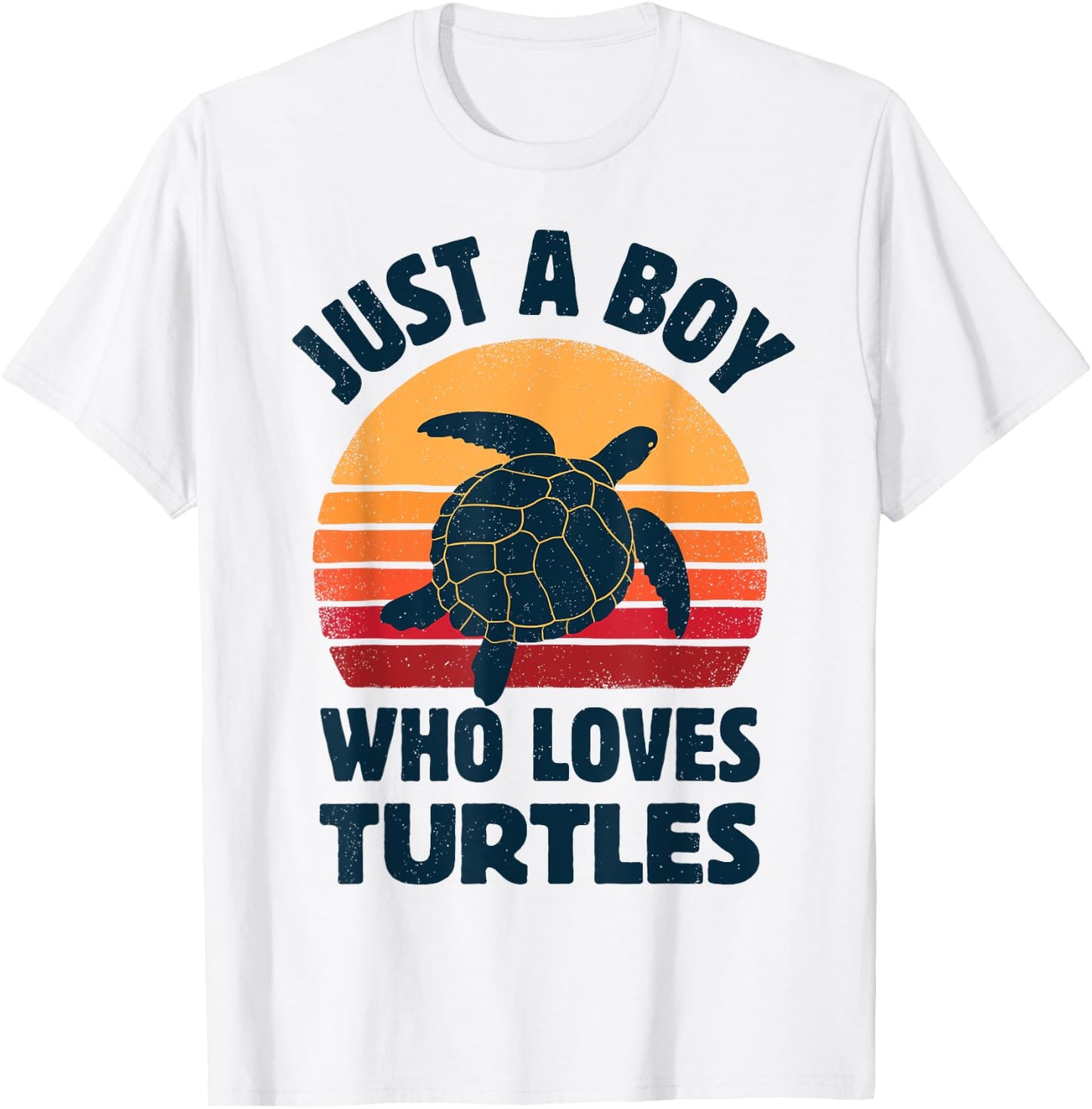 Turtle Just A Boy Who Loves Turtles Reptiles Retro Vintage T-Shirt - T-Shirt | White