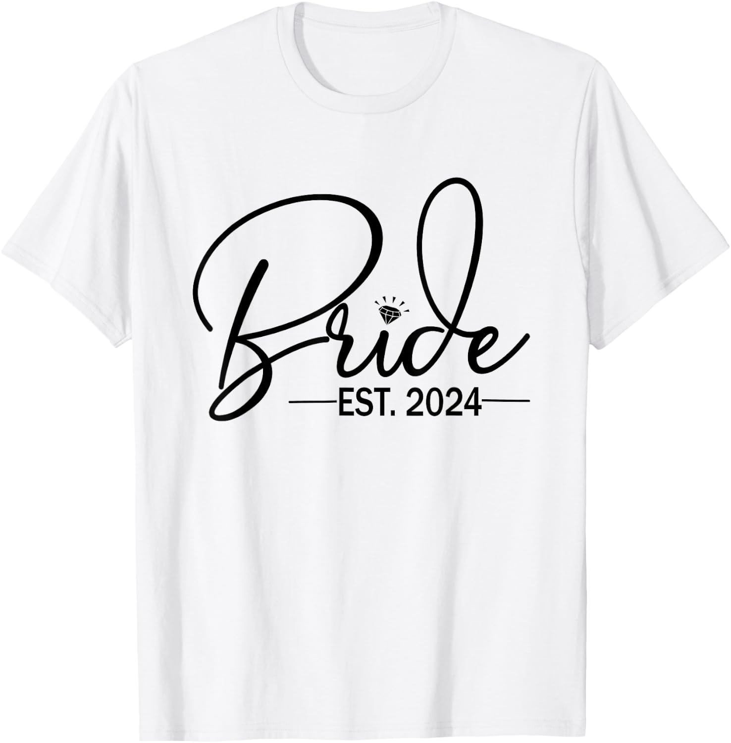 Bride Est 2024 Fiancée Mrs. Wife Bachelorette Party Wedding T-Shirt - T-Shirt | White