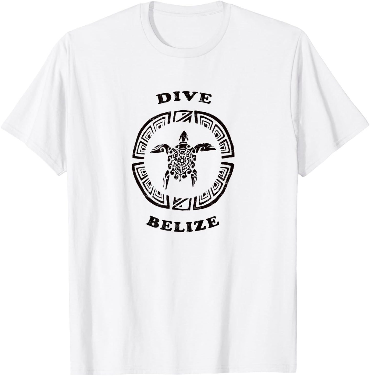 Dive Belize Vintage Tribal Turtle Gift T-Shirt - T-Shirt | White
