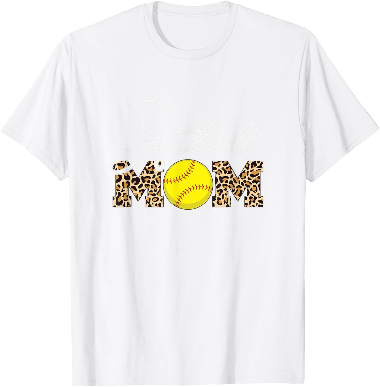 Softball Mom - Leopard Print - Light Blue T-Shirt - T-Shirt | White