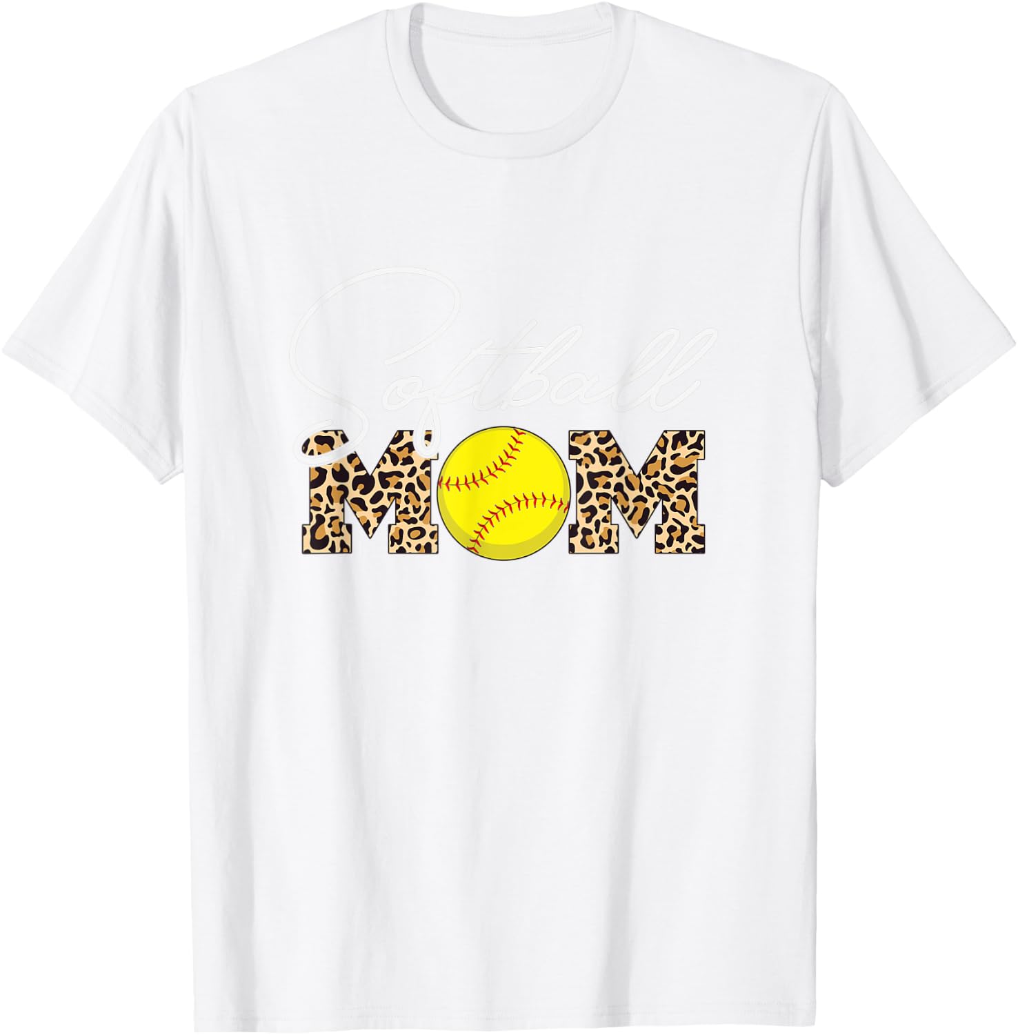 Softball Mom - Leopard Print - Light Blue T-Shirt - T-Shirt | White