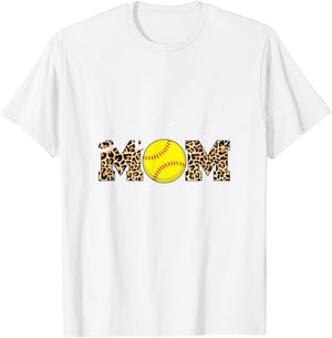 Softball Mom - Leopard Print - Light Blue T-Shirt - T-Shirt | White