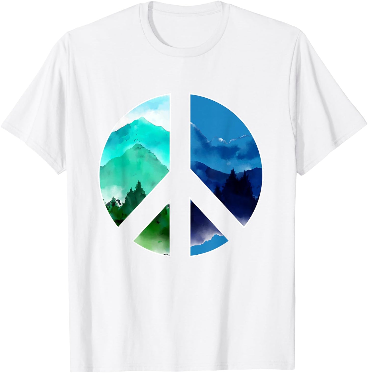 Outdoor Mountains Wildlife Peace Sign Nature T-Shirt - T-Shirt | White