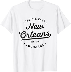 Classic Retro Vintage New Orleans Louisiana Casual Big Easy T-Shirt - T-Shirt | White