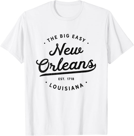 Classic Retro Vintage New Orleans Louisiana Casual Big Easy T-Shirt - T-Shirt | White