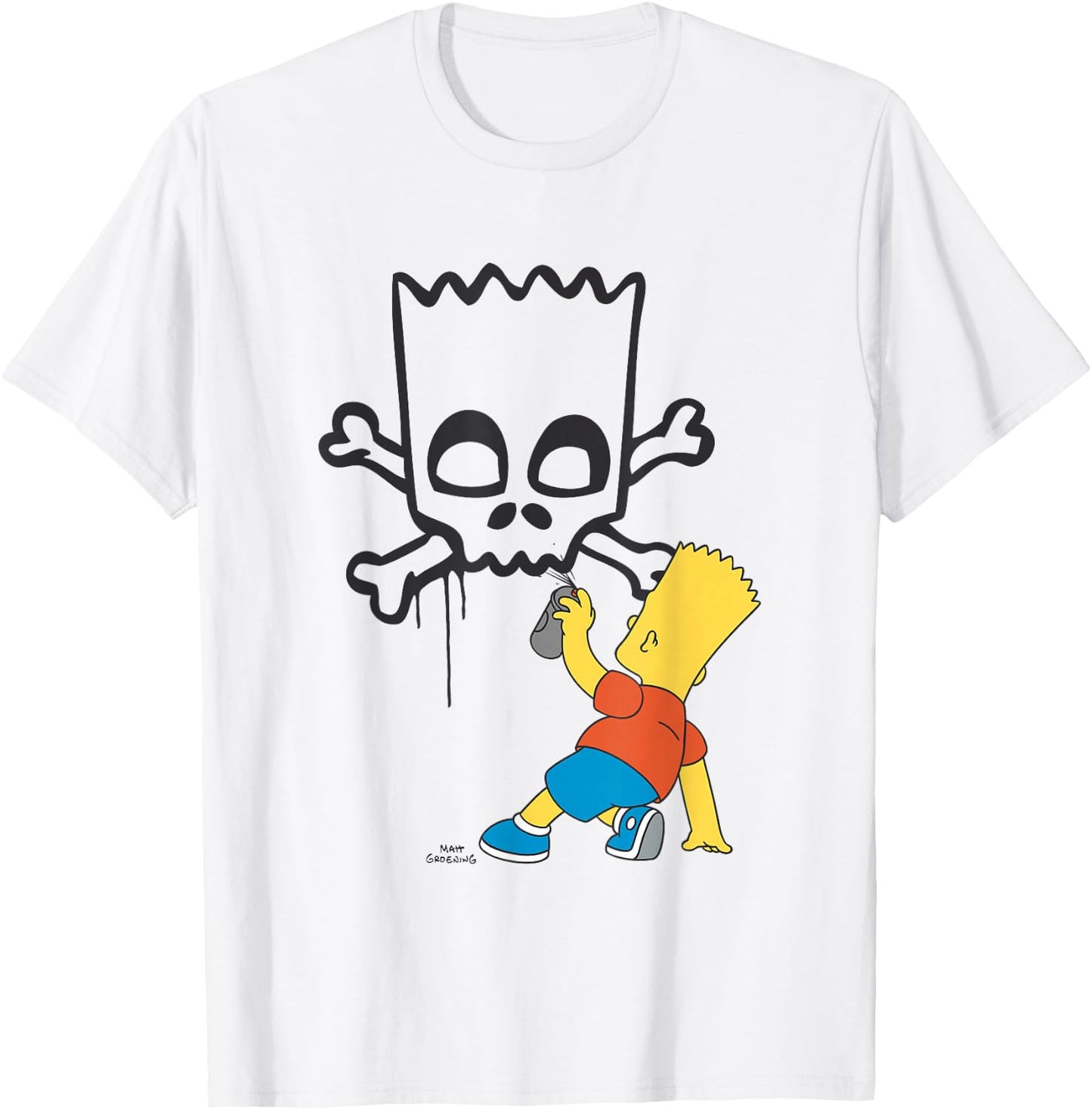 The Simpsons Bart Spray Paint Skull Graffiti T-Shirt - T-Shirt | White