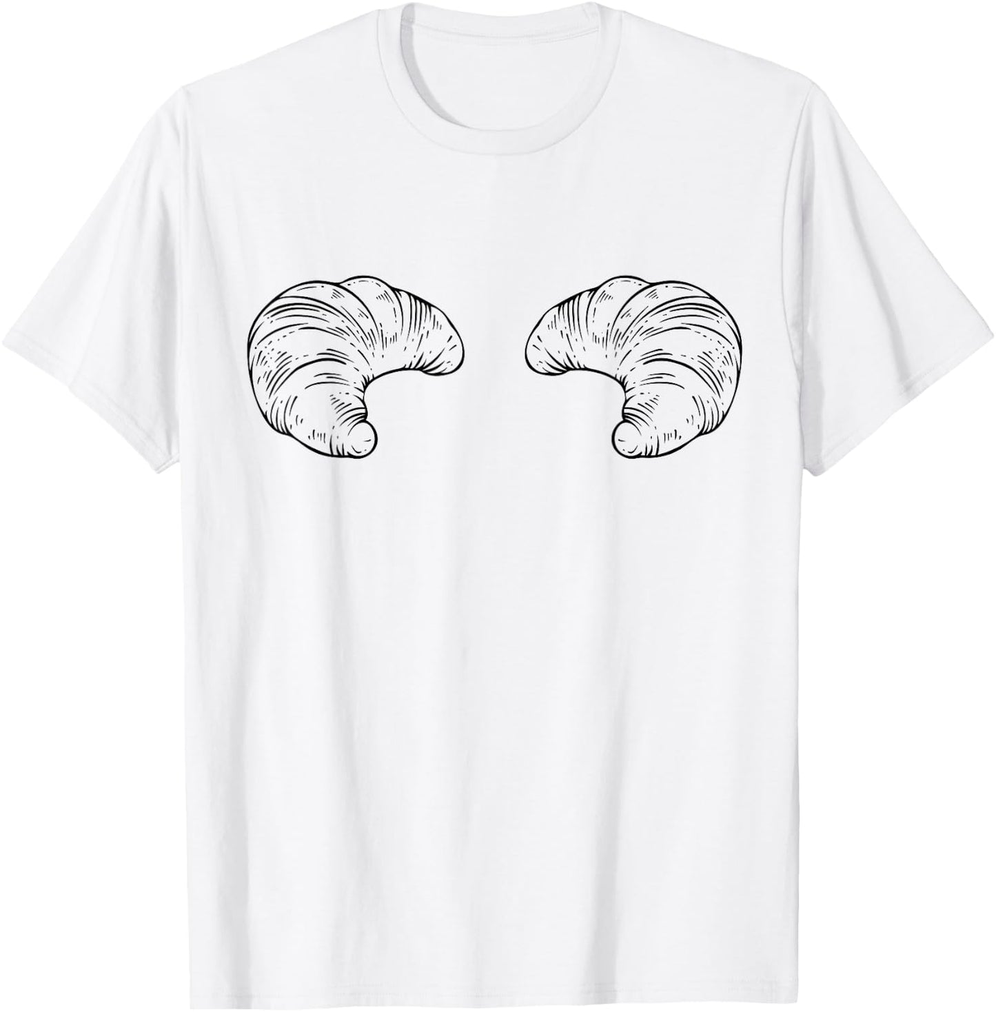Cute Croissant Boobs Funny Bakery Breast Boobies Titties T-Shirt - T-Shirt | White