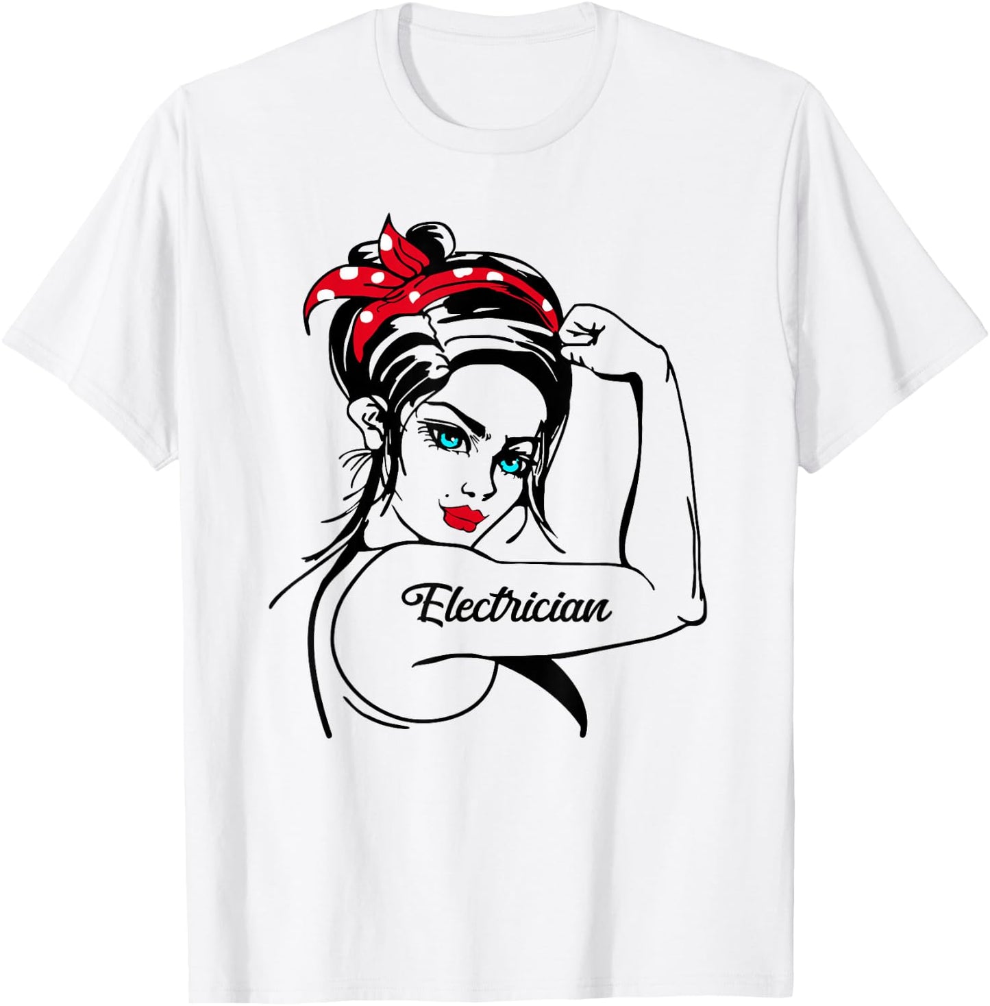 Female Electrician Rosie The Riveter Pin Up Girl T-Shirt - T-Shirt | White