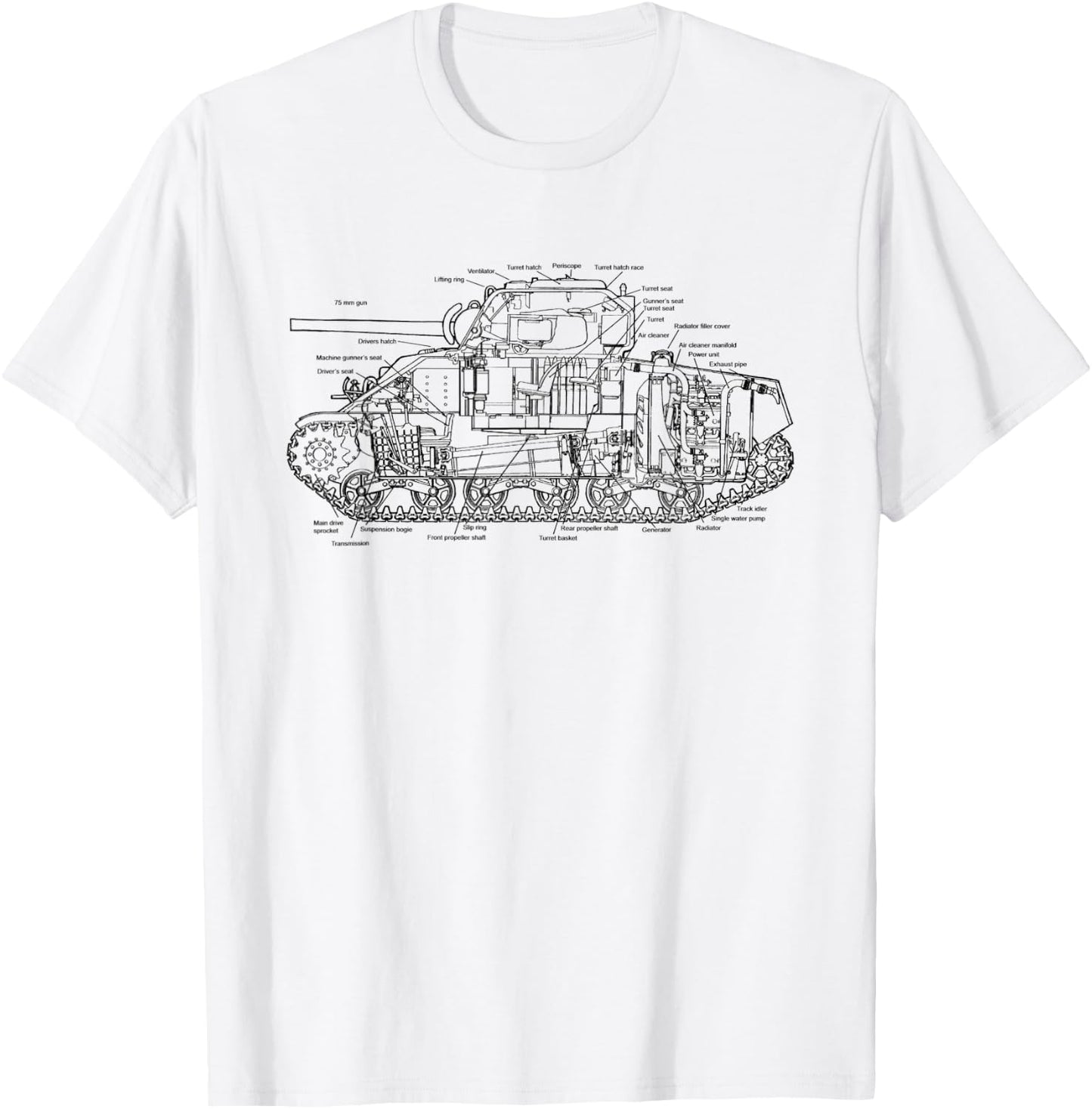 USA Military History Vintage World War 2 Sherman Tank T-Shirt - T-Shirt | White