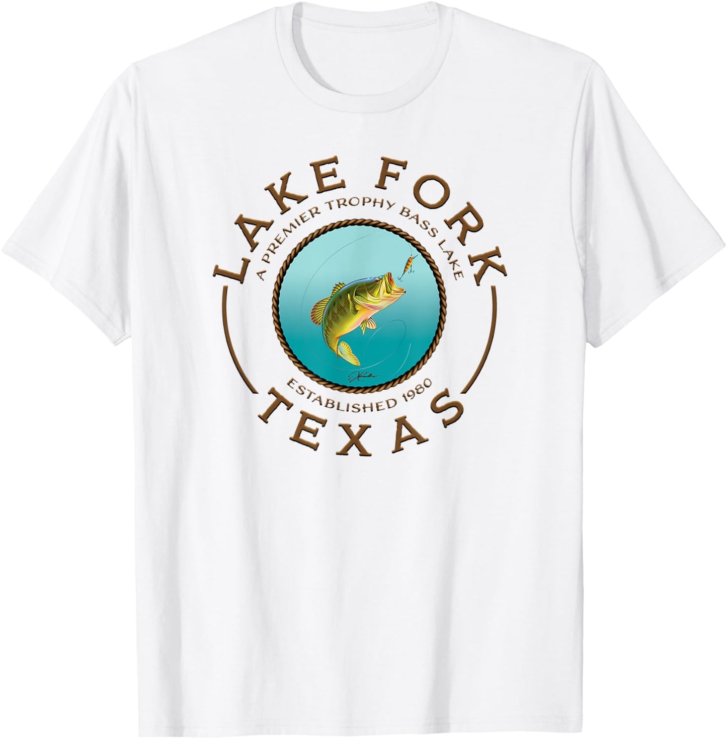 JCombs: Lake Fork, Texas, Largemouth Bass, Fishing T-Shirt - T-Shirt | White