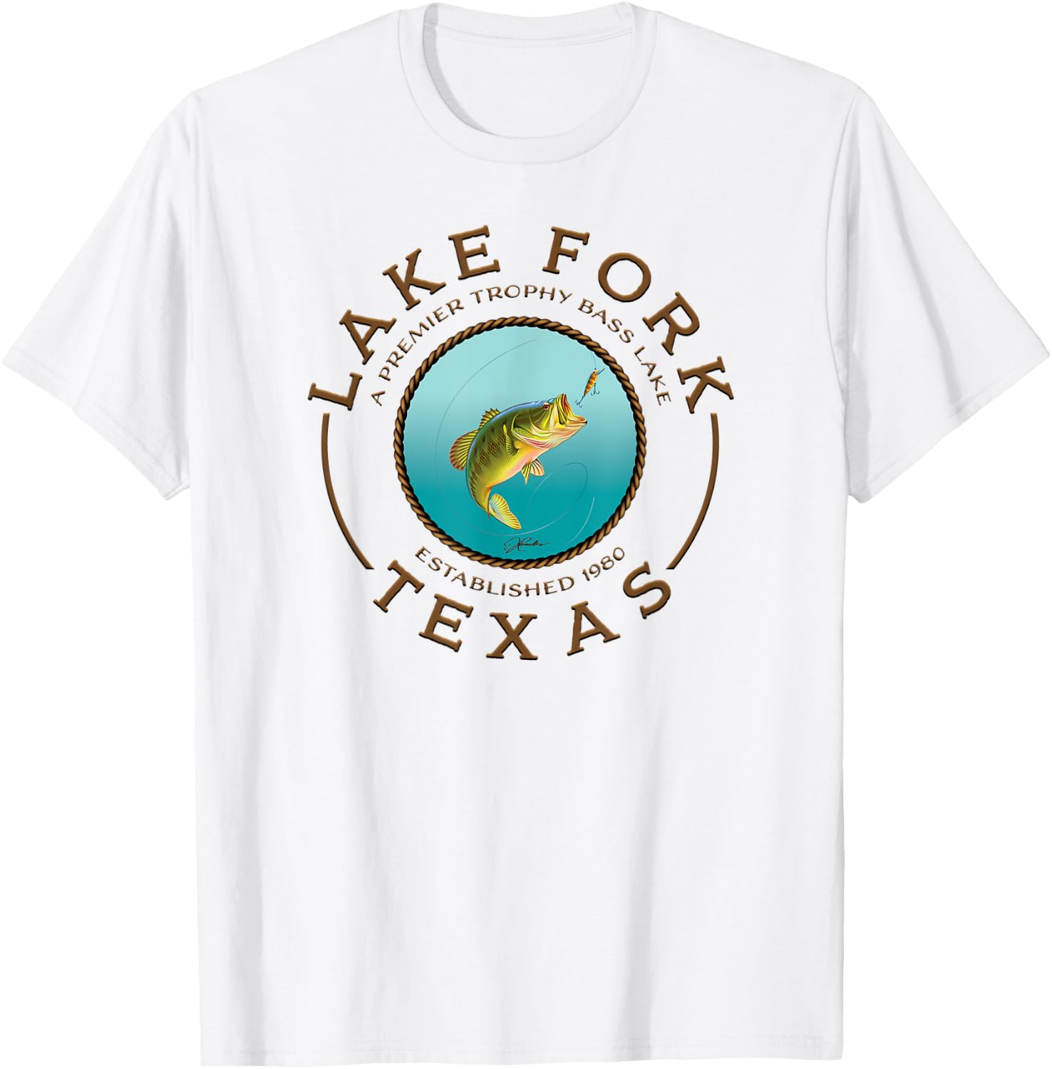 JCombs: Lake Fork, Texas, Largemouth Bass, Fishing T-Shirt - T-Shirt | White