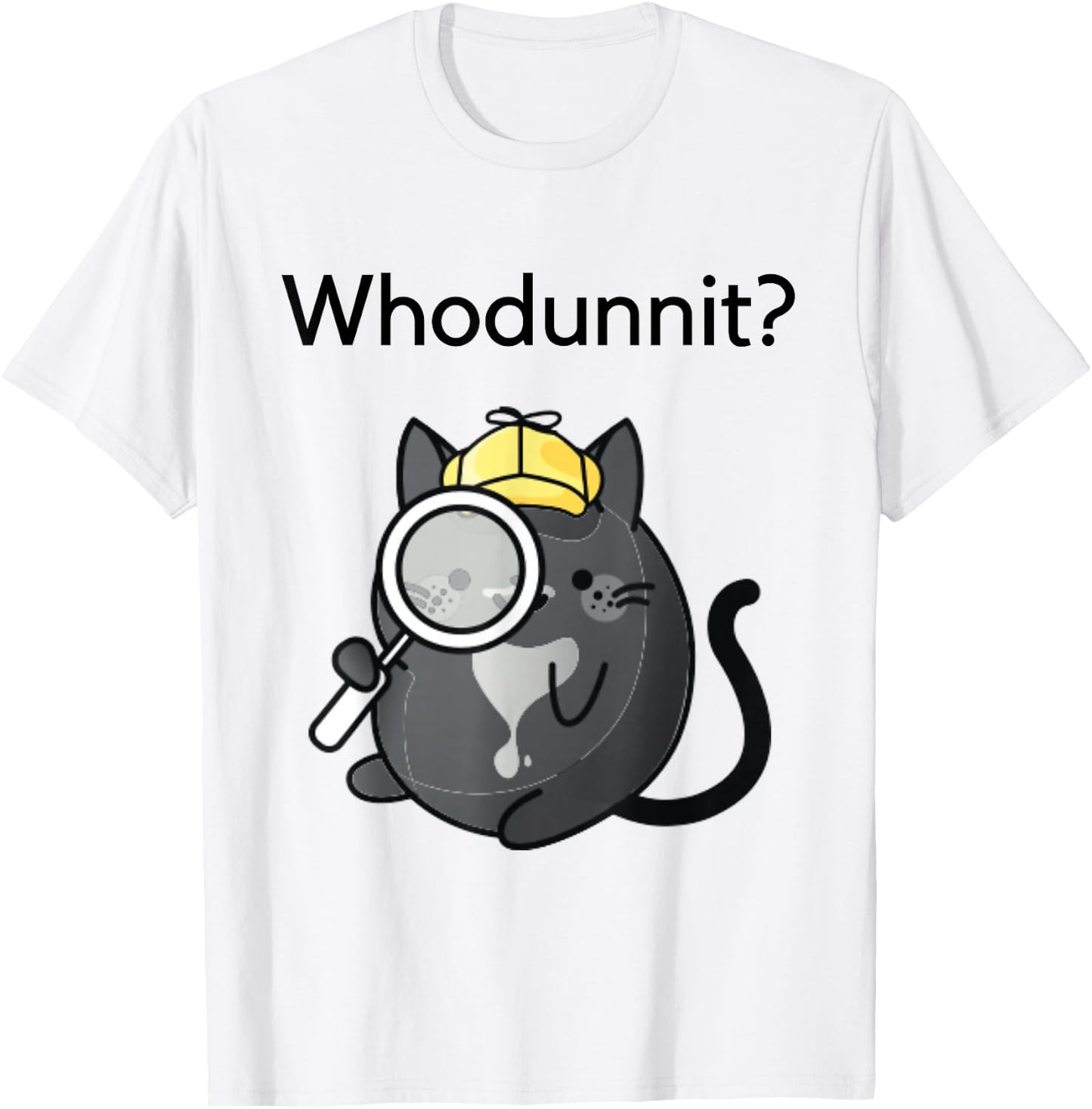 Cosy Crime Whodunnit? Cute Cozy Cat Mystery Sleuth Detective T-Shirt - T-Shirt | White